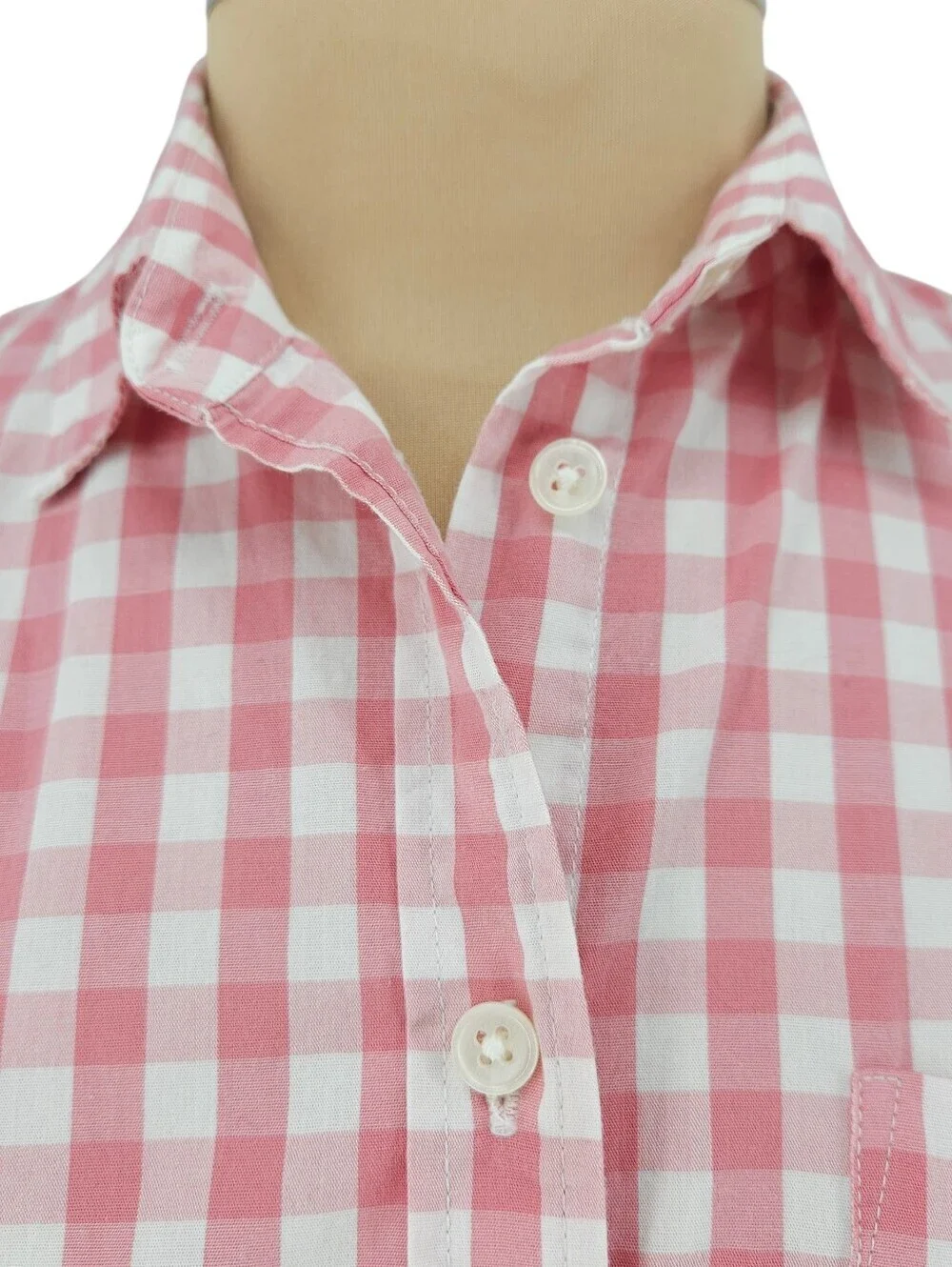 J.CREW Poplin Shirt Pink Gingham Long Sleeve Button Up Collared Top Small